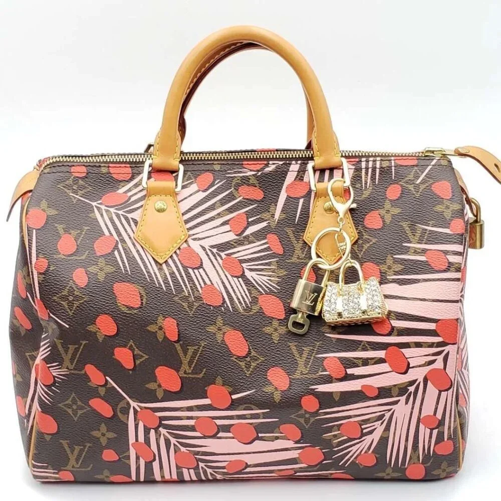 Authetnic Louis Vuitton Lock & Key w/ unbranded Rhinestone Bag Keycharm 010526 - Picture 8 of 8